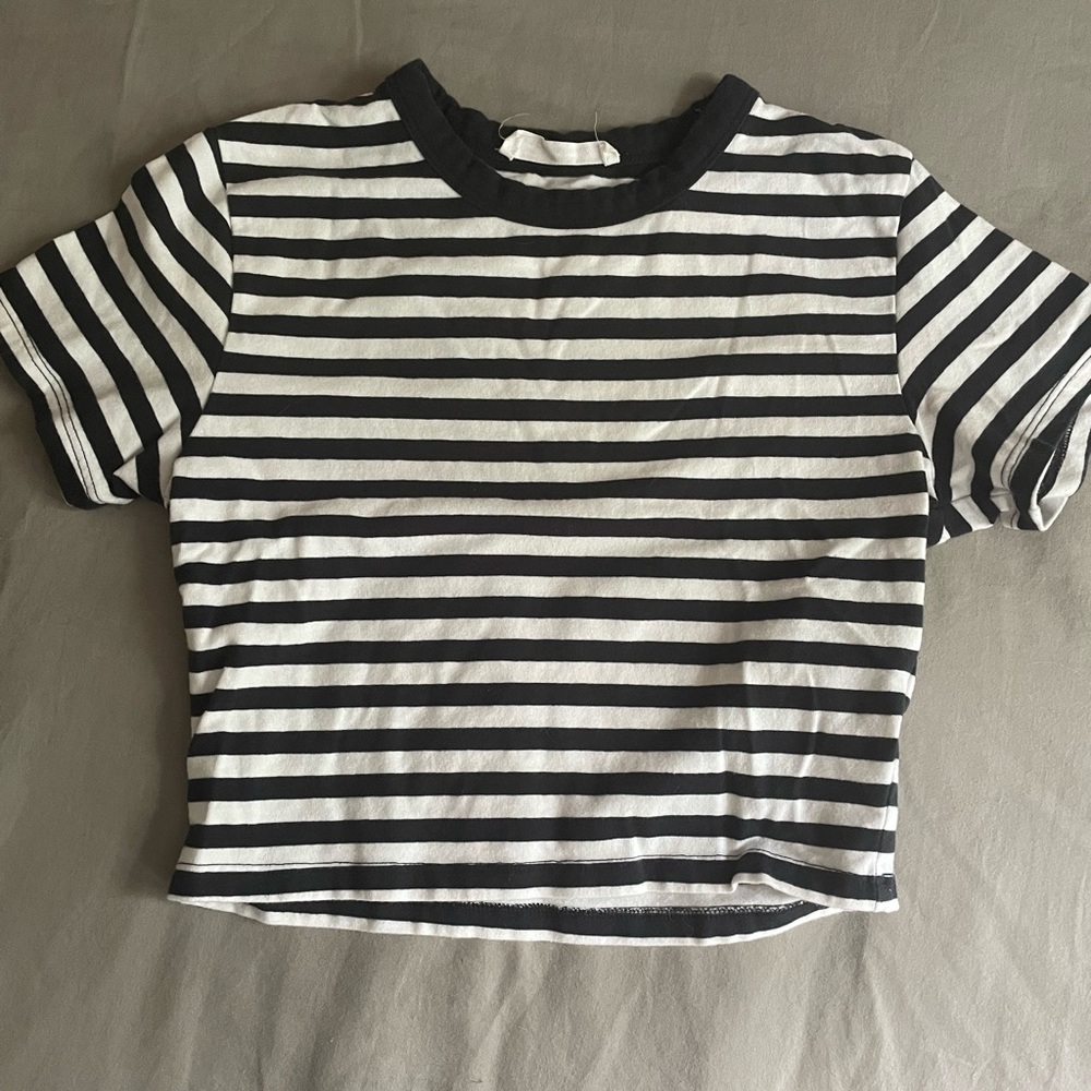 Black/Blue and White Women’s Striped Crop Top